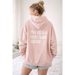Ruby & Jewell Oversized Hoodie Pink I’m Glad You Are Here Butterfly Medium NWT